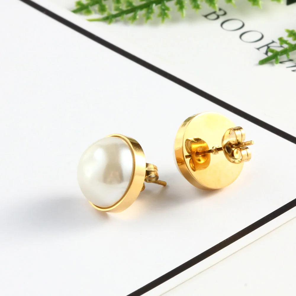 Stainless Steel Pearl Earrings For Women