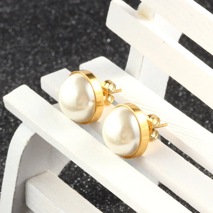 Stainless Steel Pearl Earrings For Women