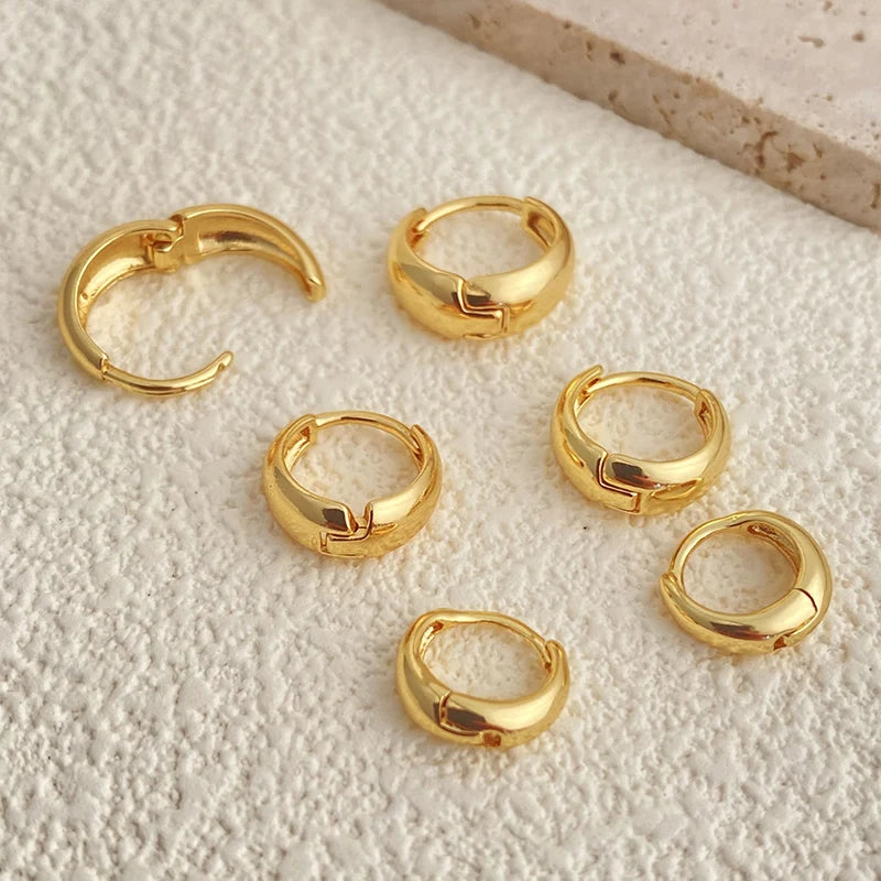 3 Pairs Chunky Golden Hoop Earrings Set