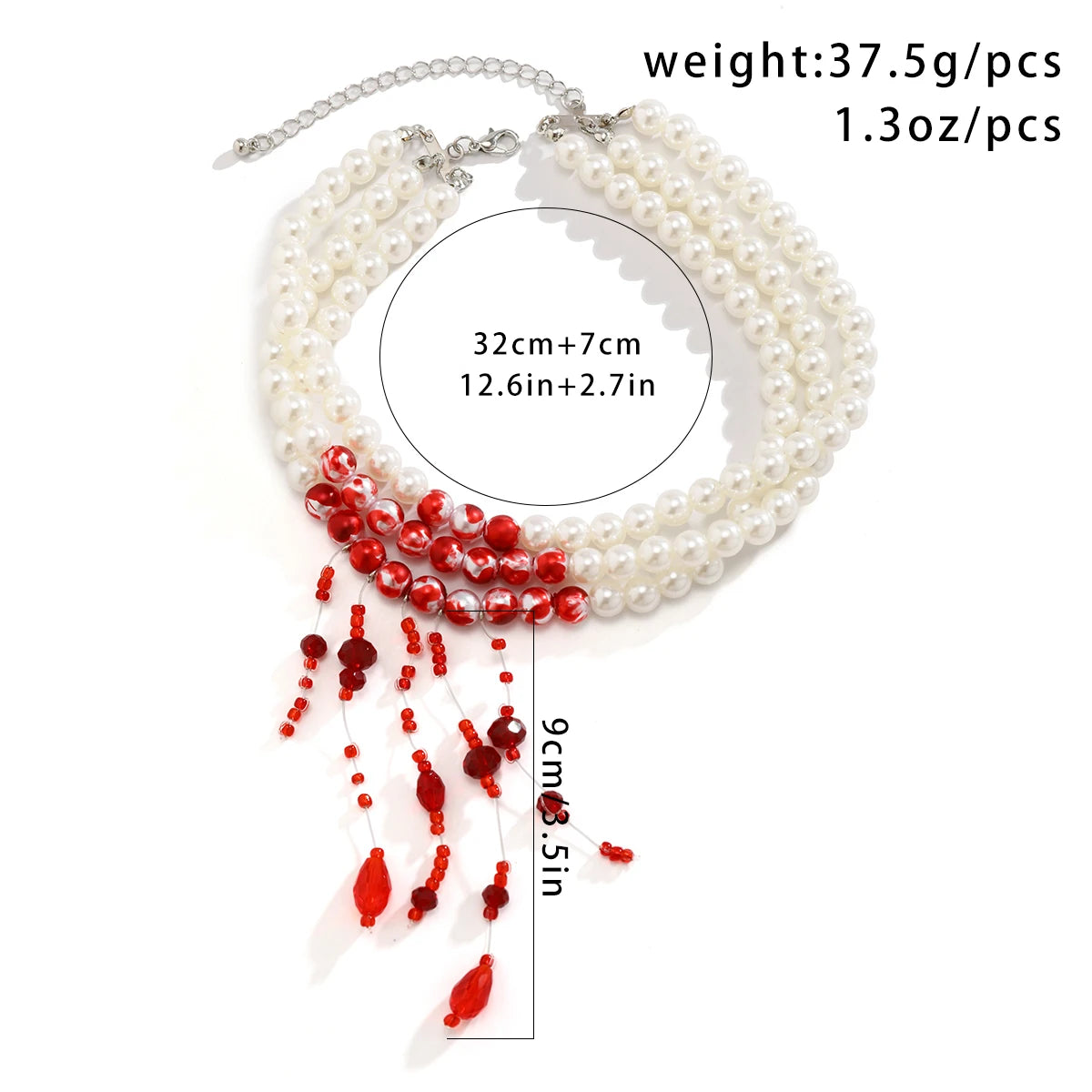 Red Blood Pearl Imitation Tassel Necklace