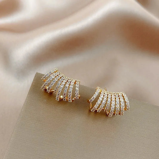 Delicate Multi-Layer C- Shaped Stud Earrings