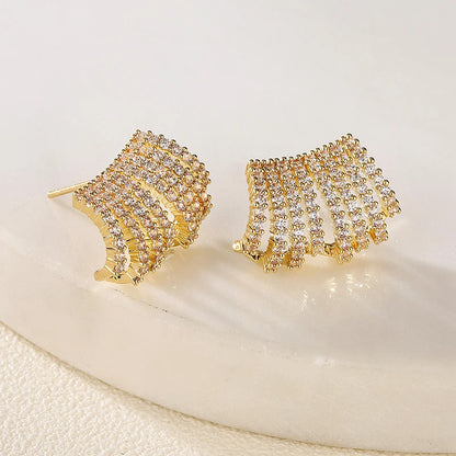 Delicate Multi-Layer C- Shaped Stud Earrings