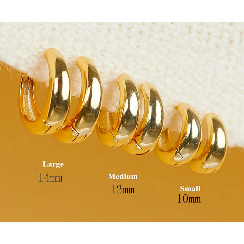 3 Pairs Chunky Golden Hoop Earrings Set