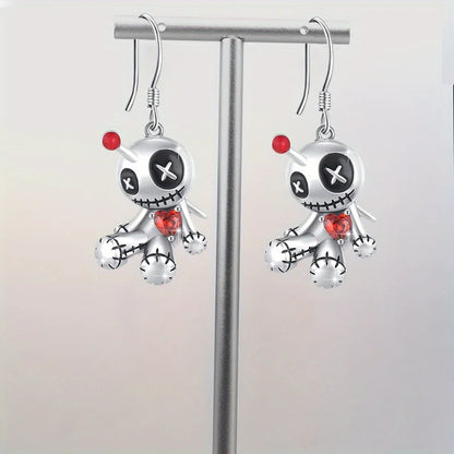 1 Pair Creative Red Heart Voodoo Doll Pendant Earrings