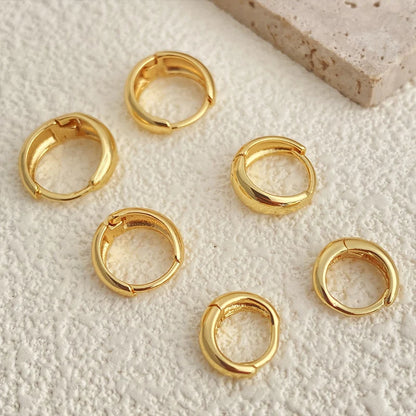 3 Pairs Chunky Golden Hoop Earrings Set